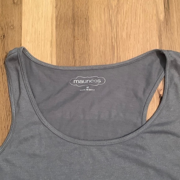 𝅺maurices Silver/Gray Racerback Tank Top with Slight Sheen Women’s M - Picture 4 of 9